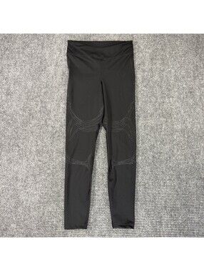 Gymshark Leggings Size L Black Metallic Line Design Workout Gym Squat Proof